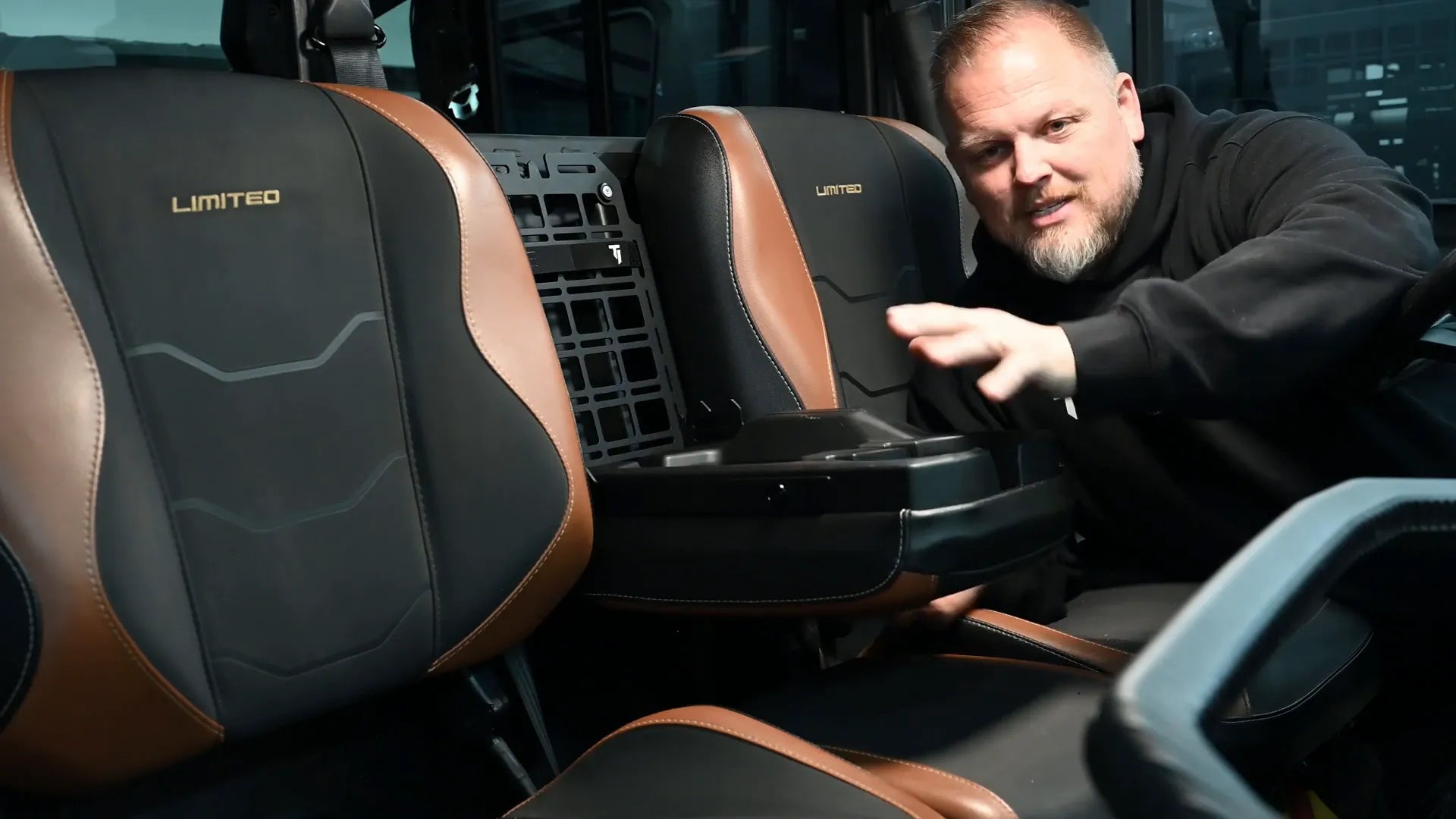 Installed center console with arms mounted